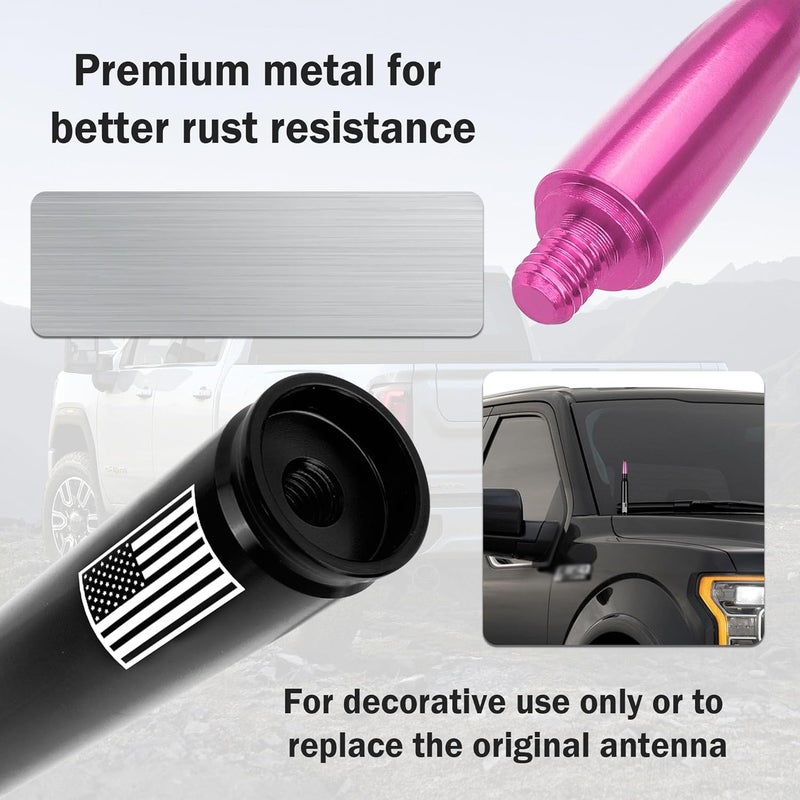 Junecarp American Flag Car Bullet Antenna,Truck Exterior Decoration Accessories[New Upgrade Flag Design] Car Antenna Replacement for Car SUV Truck Most Auto Cars Antenna Accessories (Pink) - Image 4